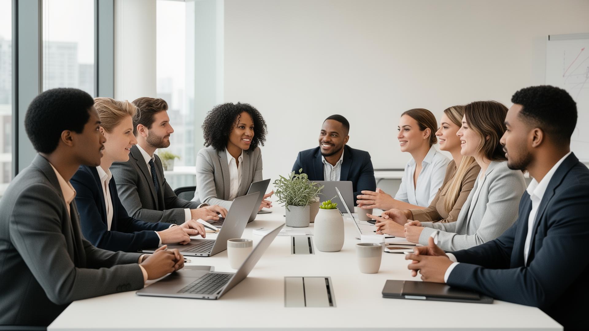 Equipo de profesionales colaborando en una reunión